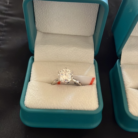 Moissanite Solitaire Diamond w/ Eternity Band - Picture 2 of 9